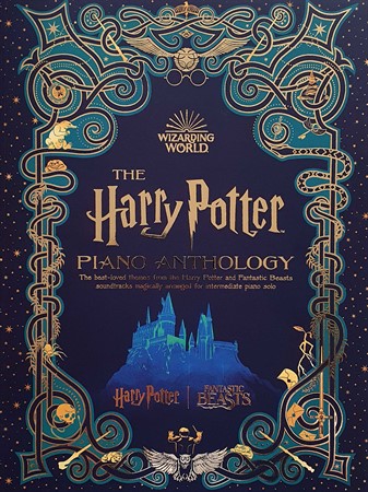 Förgyllt omslag till notsamlingen The Harry Potter Piano Anthology
