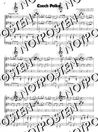 Notbild från notboken Gems for Violin Ensembles 4 med arragnemang för fiolensemble