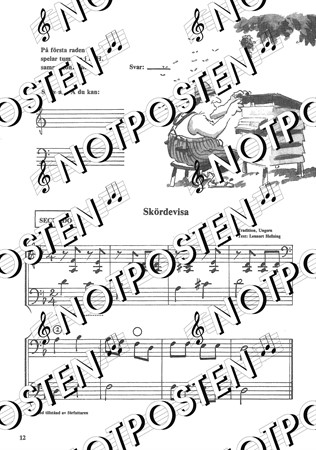 Notbild från Andra Pianoboken med noter och övningar för nybörjare på piano