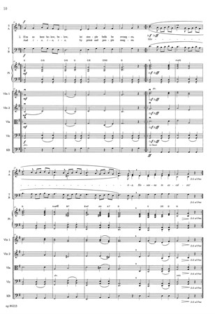 Exempel från inlaga partitur i Musik för stråkorkester - Fyra Carols