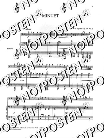 Notbild från Minuet: for Cello and Piano (W.H. Squire)