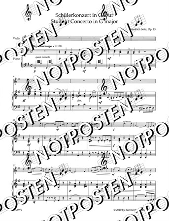 Notbild med fiol- och pianostämma från Friedrich Seitz: Student Concerto in G Major Op. 13