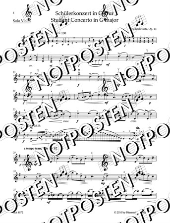 Notbild med solostämma för fiol från Friedrich Seitz: Student Concerto in G Major Op. 13