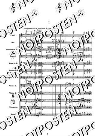 Notbild med intrumentation från Beethoven No. 8 in F major Op. 93 (Fickpartitur)