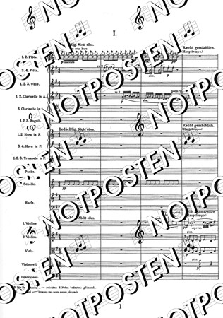 Notbild med instrumentation från Mahler Symphony No. 4 in G Major (Fickpartitur)