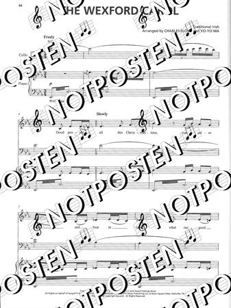 Notbild från Yo-Yo Ma & Friends: Songs of Joy & Peace med noter för cello, piano och sång
