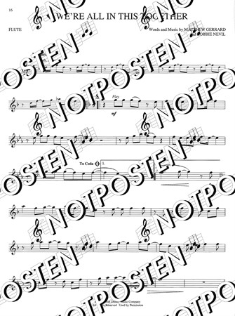 Notbild från boken High School Musical: Flute med noter arrangerade för tvärflöjt