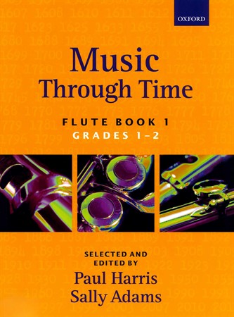 Omslag till notboken Music Through Time: Flute Book 1 med noter till flöjtstämma och pianokomp