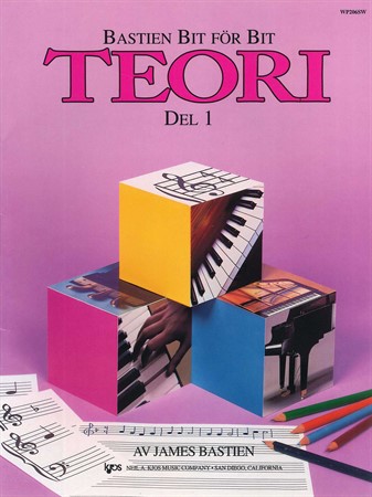 Omslag från Bastien Bit för Bit: Teori Del 1 (Svensk utgåva) med teori för pianisten