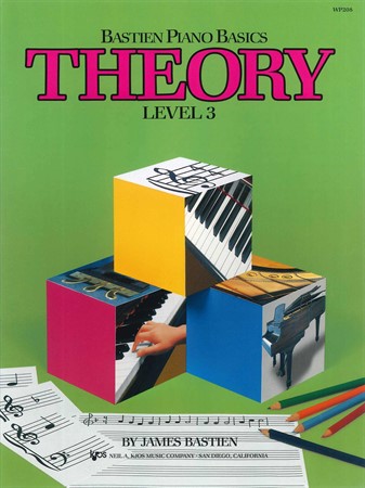 Omslag till Bastien Piano Basics: Theory Level 3 med teori för pianisten