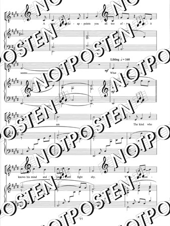 Notbild från boken Today's Showstoppers (PVG) med 12 musikal-låtar för piano, sång och gitarr