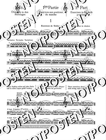 Exempel från Feuillard: Daily Exercises for Violoncello med dagliga övningar för cellisten