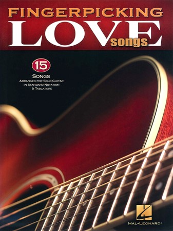 Omslag till Fingerpicking Love Songs for Solo Guitar med noter och ackord till 15 kärlekslåtar