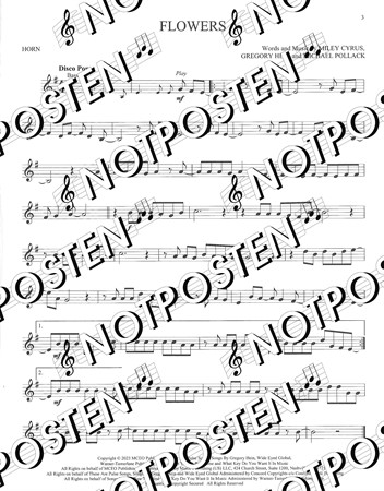 Notbild från 11 Top Hits Horn med noter till soloarrangemang för horn-spelaren