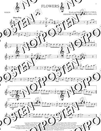 Notbild från 11 Top Hits Violin med soloarrangemang för violinisten