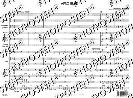 Notbild från partituret till Mongo Santamarias Afro Blue i arrangemang för storband