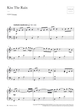 Noter från Yurima Solo med flera enkla solostycken för piano.