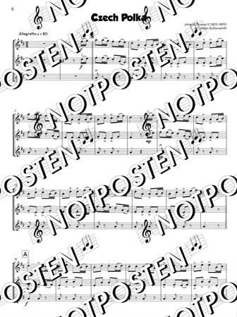 Notbild från Gems for Violin Ensembles 4 med noter till fiolensemble