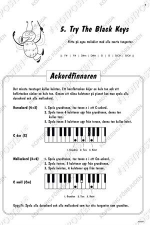 Exempel på ackord från Pianobus 2: Piano & keyboardskola med övningar, teori och noter