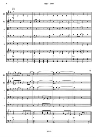 Inlaga exempel från partitur från Undo - Musik för stråkorkester
