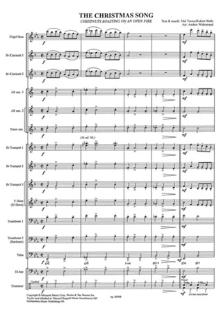 Notbild och instrumentation från Musik för blåsorkester: The Christmas Song