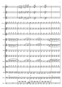 Notbild och instrumentation från Musik för blåsorkester: I Can't Go On