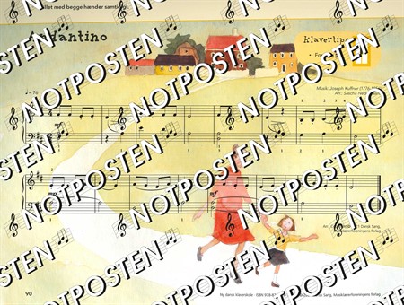 Exempel med noter från pianoskolan Ny dansk klaverskole: Klaverskole for børn og nybegyndere