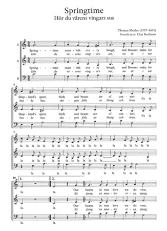 Notbild från nothäftet Till våren: SATB med körarrangemang av våriga melodier