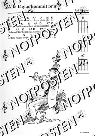 Exempel från sång- och spelboken 100 lätta barnvisor: Ukulele