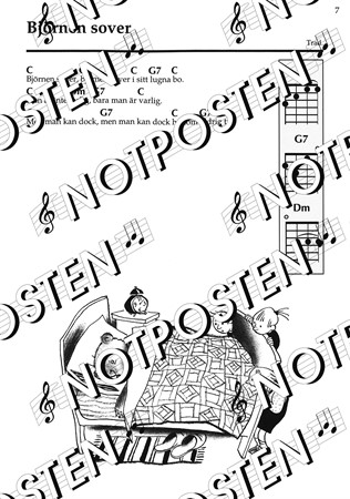 Exempel från sång- och spelboken 100 lätta barnvisor: Ukulele