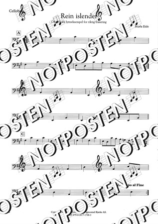 Notbild från Kattapols ... og 7 andre enkle slåtter! med noter till cello bass i spelmanslaget
