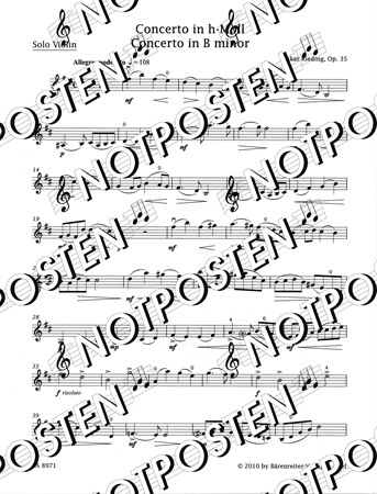 Notbild med fiolstämma från Oskar Rieding: Concerto in B Major Op. 35