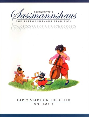 Omslag till den andra delen i den populära celloskolan Sassmannshaus: Early Start on the Cello 2