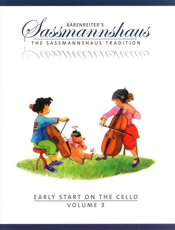 Omslag till den tredje delen i den populära celloskolan Sassmannshaus: Early Start on the Cello 3