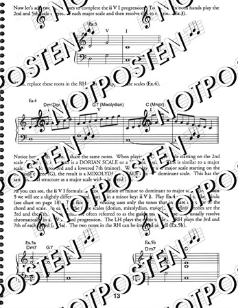 Exempel från notboken Stylistic II/V7/I Voicings for Keyboardists