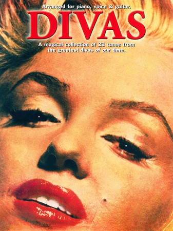Marilyn Monroe på omslaget till Divas - notbok med arrangemang för piano, sång och gitarr.