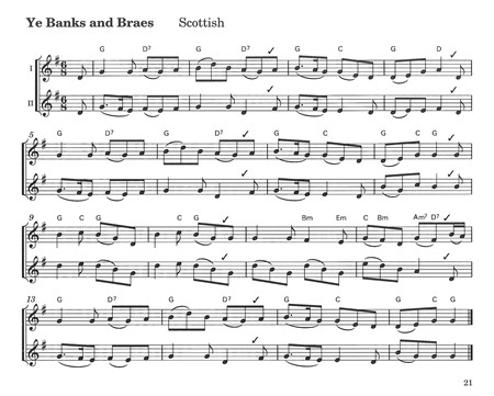 Notbild från notboken Recorder Duets from the Beginning 1 med enkla noter för två blockflöjter.