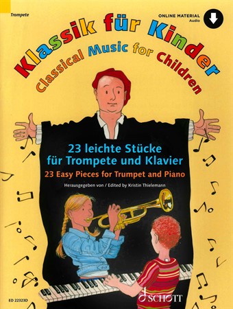 Omslag till Klassik für Kinder - notbok med klassiska stycken för barn som spelar trumpet.