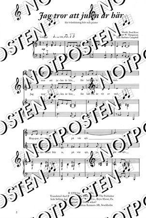 Notbild från Jag tror att julen är här (SA+Piano)
