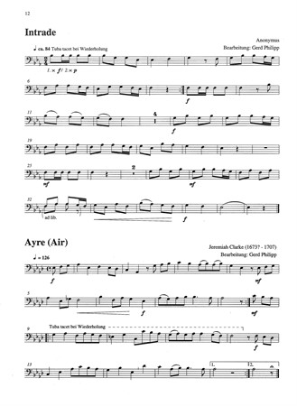 Inlaga exempel från Zum uben und vorspielen F-tuba und Klavier