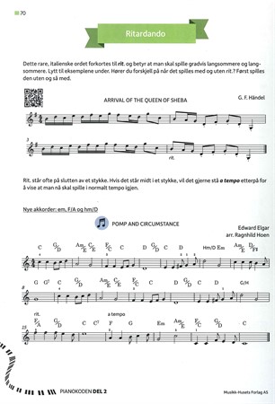 Utdrag ut Pianokoden med ackord och noter för dig som vill lära dig att spela piano.