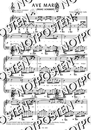 Notbild från Julotta och Ave Maria (Piano, text och ackord)