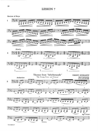 Exempel på inlaga från Walter Beeler Method for the BBb Tuba Book II